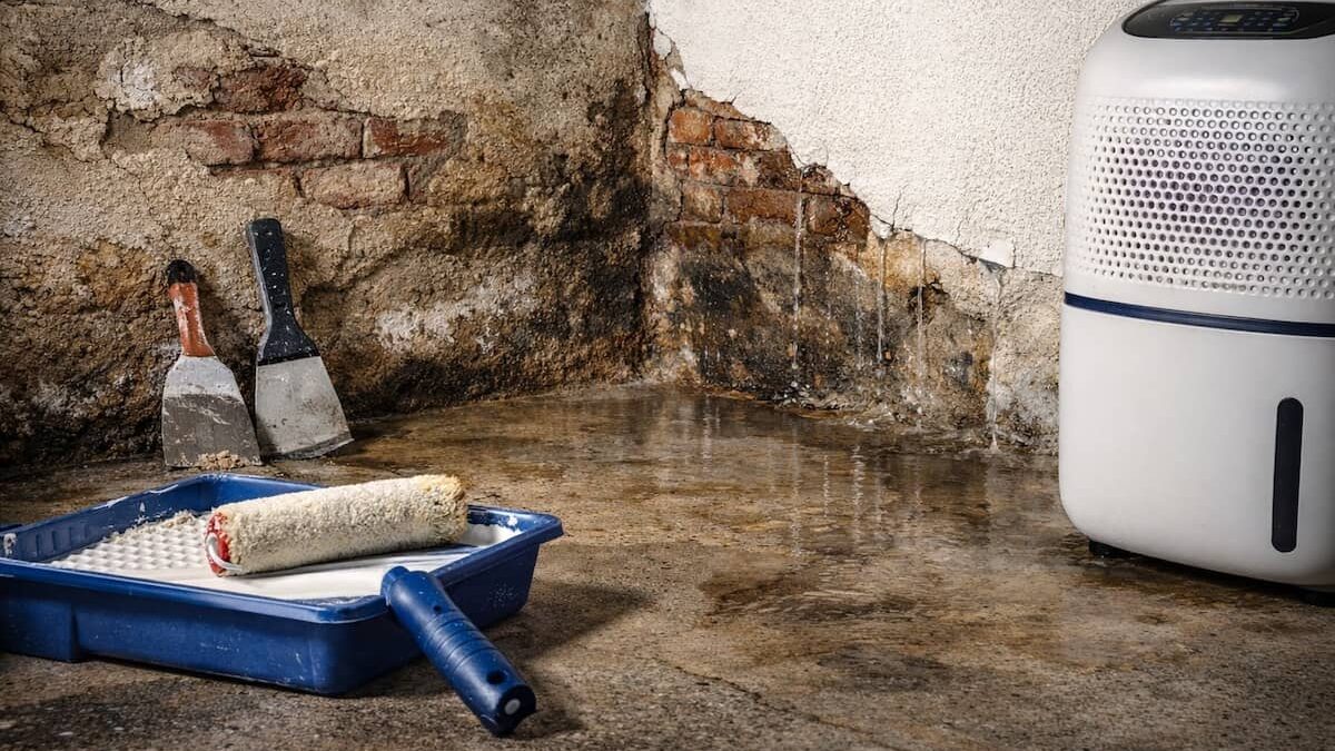 Oberflächliche Maßnahmen gegen feuchte Kellerwände wie Farbe und Luftentfeuchter