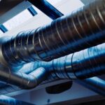 Lüftungsrohre und Kanäle einer Lüftungsanlage an der Decke installiert